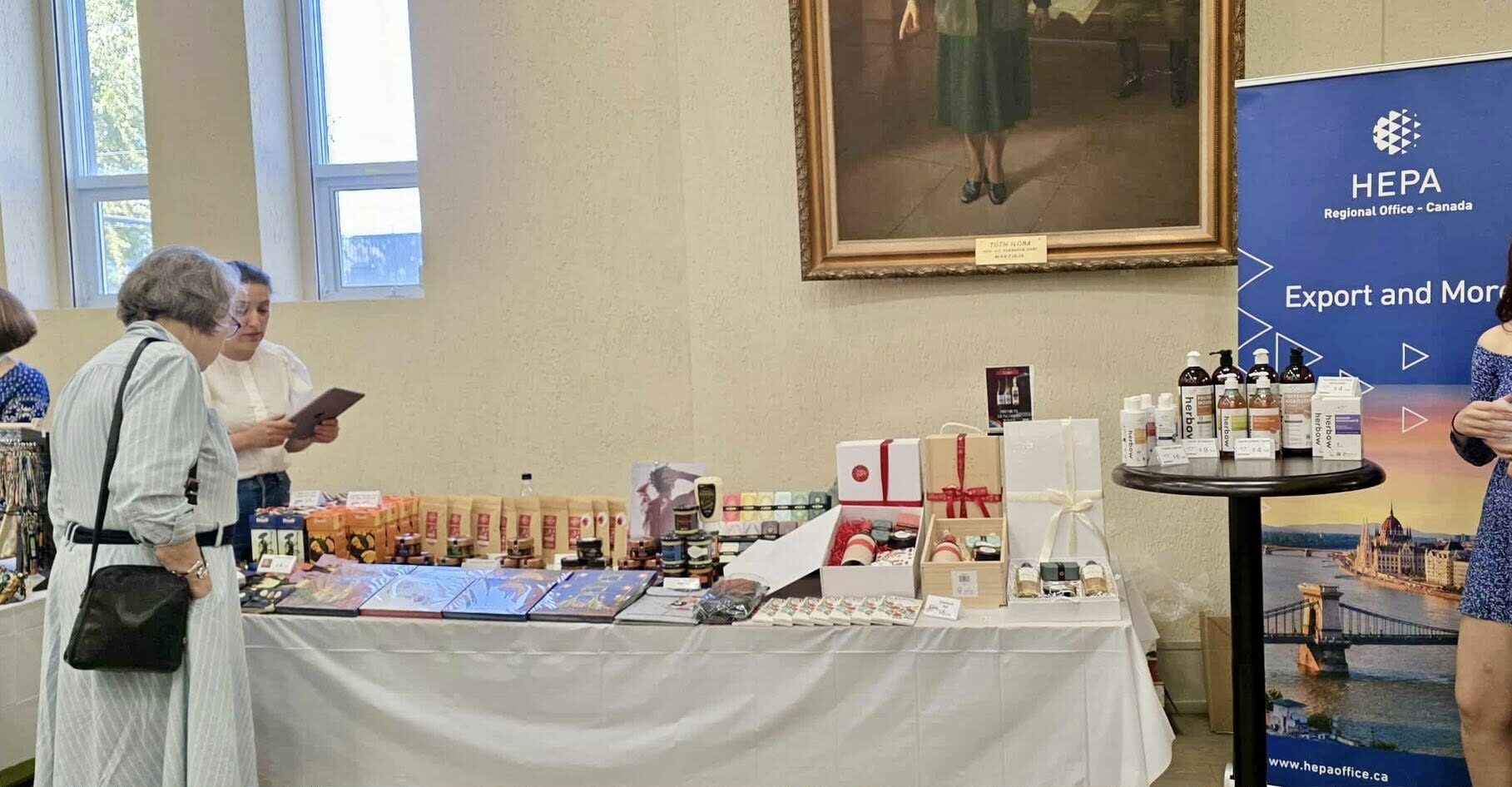 HEPA representatives presenting Hungarian products at the Hungarian Heritage Month opening day at the Hungarian Canadian Cultural Centre in Toronto.