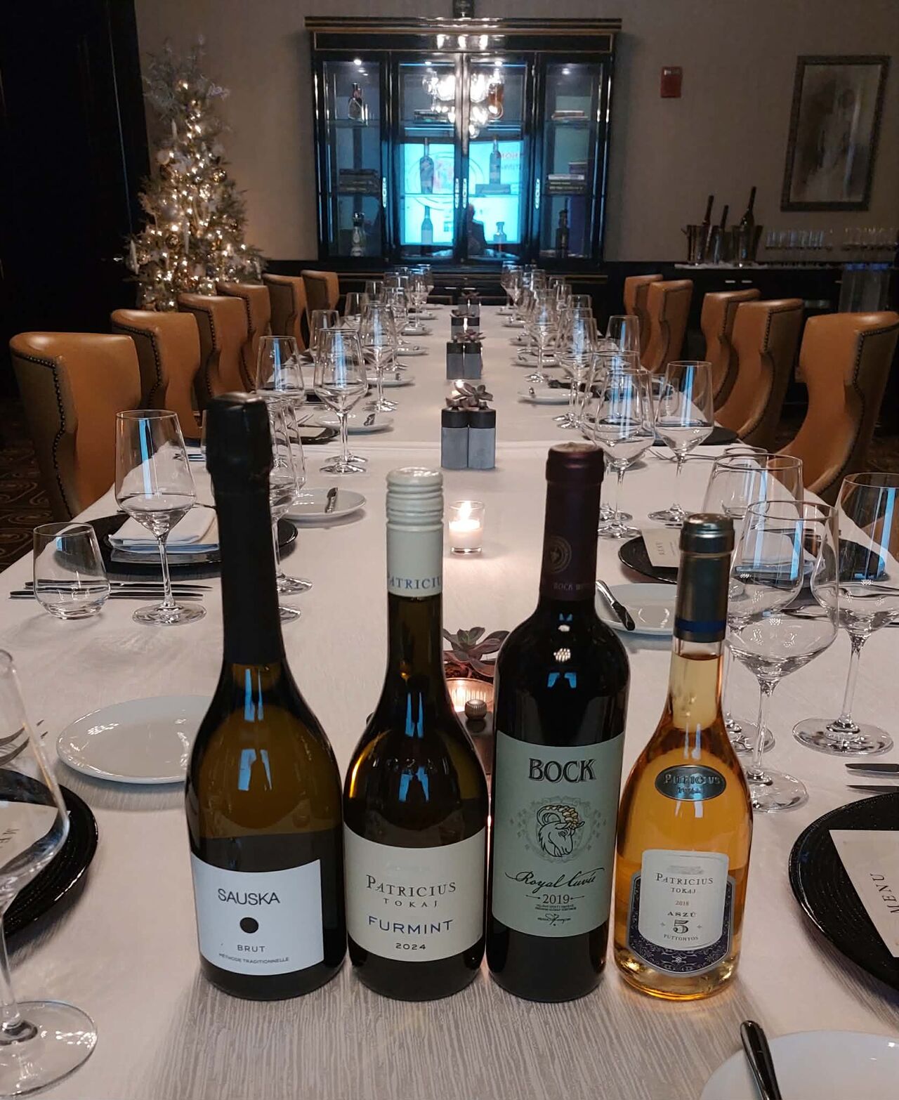 Premium Hungarian wines from Sauska, Patricius, and Bock Wineries displayed at the Chicago HEPA event