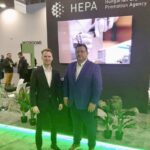 Sandor Balla and Dr. Gabor Peter Artner at the HEPA booth during CES 2026 in Las Vegas