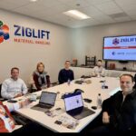 HEPA delegation and Hungarian company representatives sitting at the meeting table with Ziglift in Los Angeles