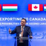 Sándor Balla, Executive Director of HEPA Canada, presenting market entry strategies to Hungarian companies at the Exporting to Canada event.