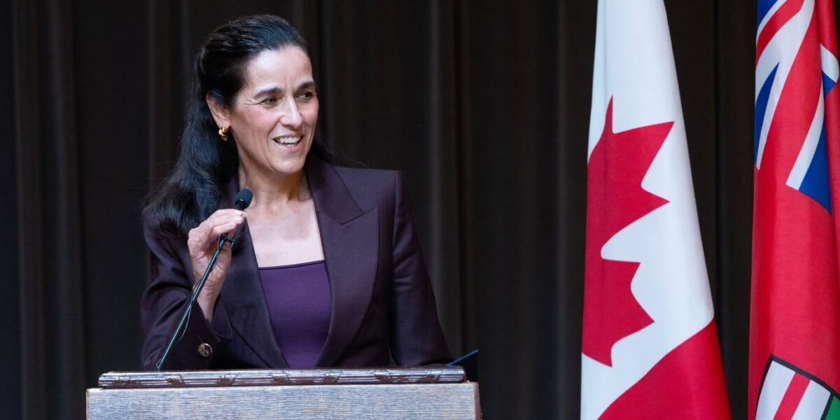Dr. Anita Orbán delivers a speech at the gala opening Ontario Hungarian Heritage Month in Toronto.