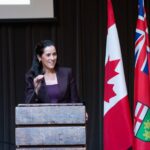 Dr. Anita Orbán delivers a speech at the gala opening Ontario Hungarian Heritage Month in Toronto.